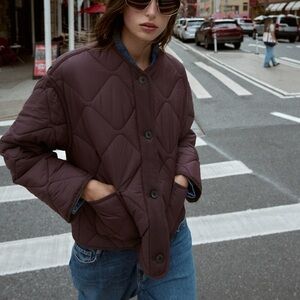 Zara Quilted Jacket in burgundy Color And High neck sleeveless Matching Tank NWT